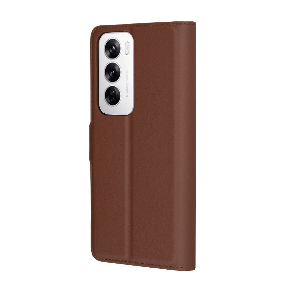 Fodral för Oppo Reno12, Techsuit, läderfolio, brun