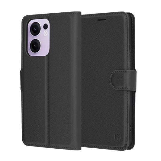 Fodral för Oppo Reno13 FS 5G / Reno13 F 4G / Reno13 F, Techsuit, Läderfolio, Svart