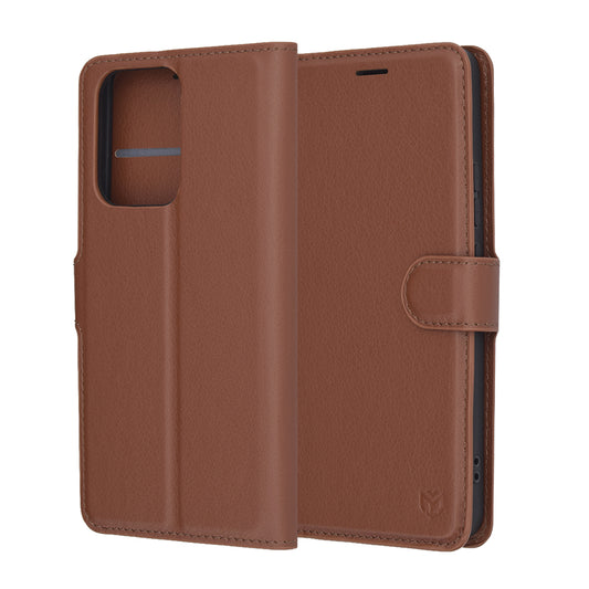 Fodral för Oppo Reno13 FS 5G / Reno13 F 4G / Reno13 F, Techsuit, Läderfolio, Brun