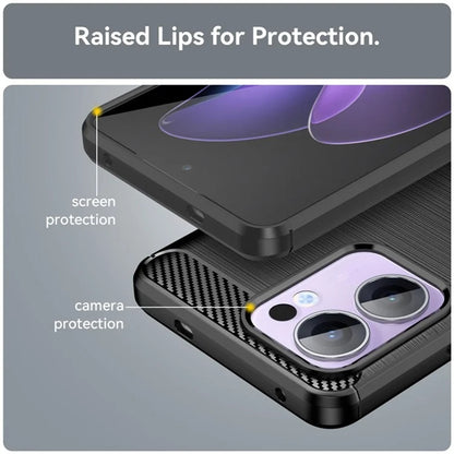 Fodral för Oppo Reno13 Pro, Techsuit, Kolfiber, Svart