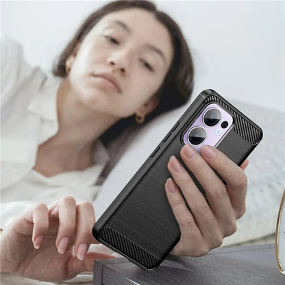 Fodral för Oppo Reno13 Pro, Techsuit, Kolfiber, Svart