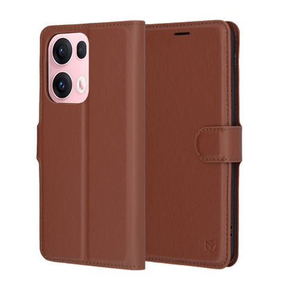 Fodral för Oppo Reno13 Pro, Techsuit, Läderfolio, Brun