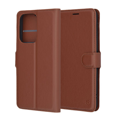 Fodral för Oppo Reno13 Pro, Techsuit, Läderfolio, Brun