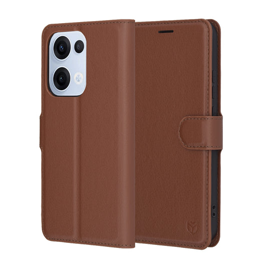 Fodral för Oppo Reno13, Techsuit, Leather Folio, Brun