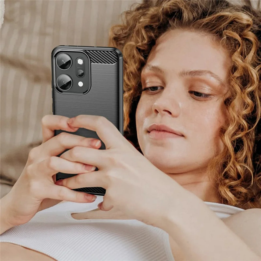 Fodral för Oppo Reno14 Pro, Techsuit, Kolfiber, Svart