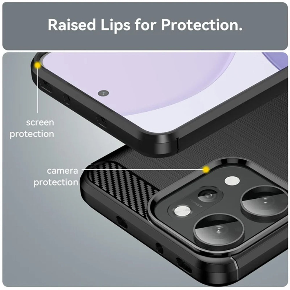 Fodral för Oppo Reno14 Pro, Techsuit, Kolfiber, Svart