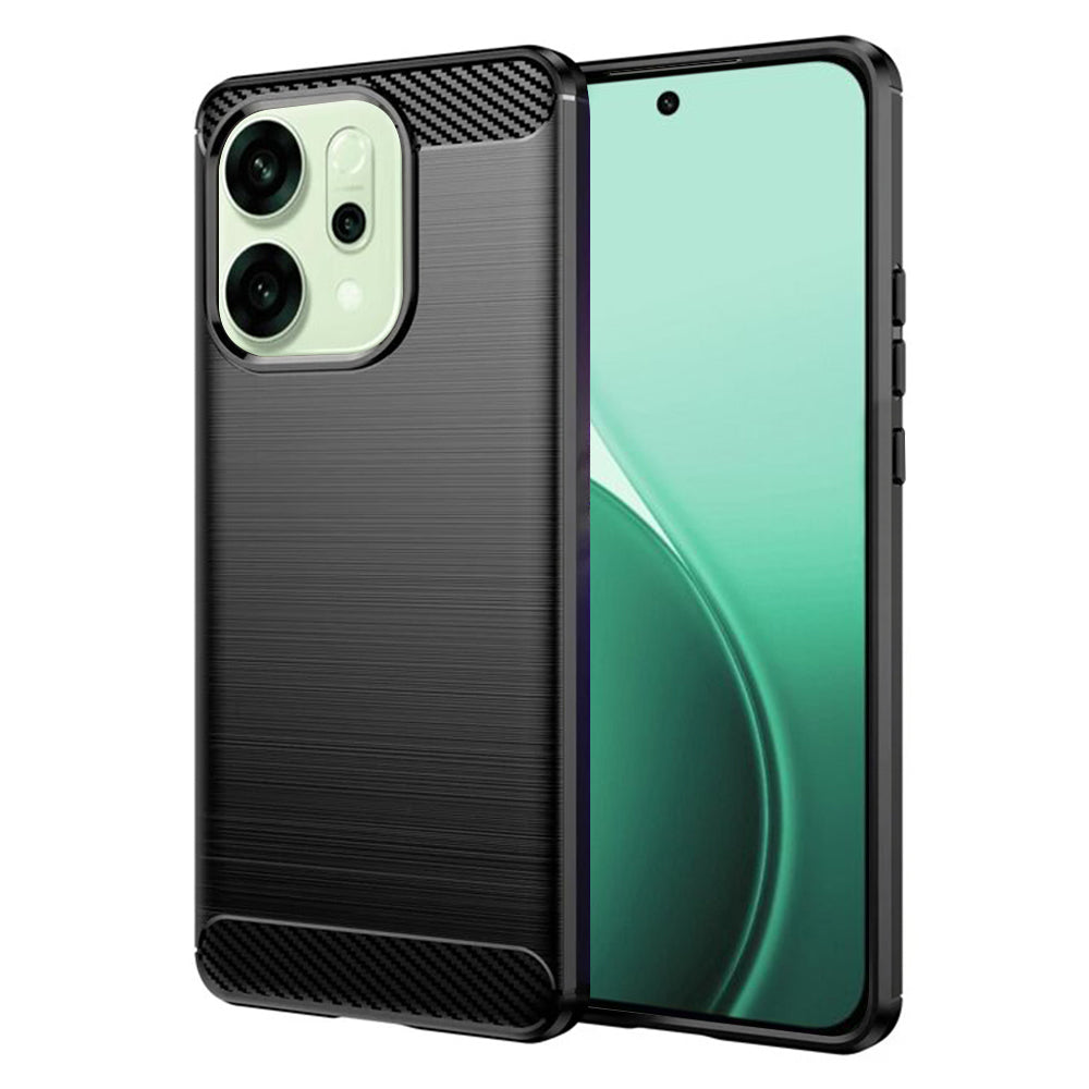 Fodral för Oppo Reno14, Techsuit, Kolfiber, Svart