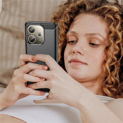 Fodral för Oppo Reno14, Techsuit, Kolfiber, Svart