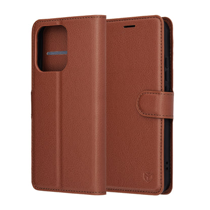 Fodral för Oppo Reno14, Techsuit, Leather Folio, Brun