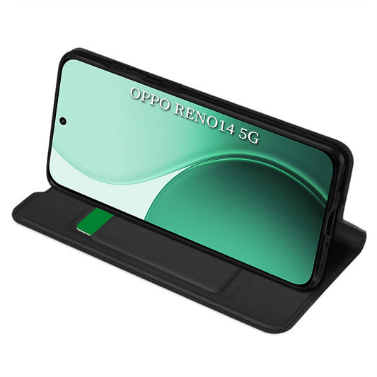 Fodral för Oppo Reno14, Techsuit, Magskin Book, Svart