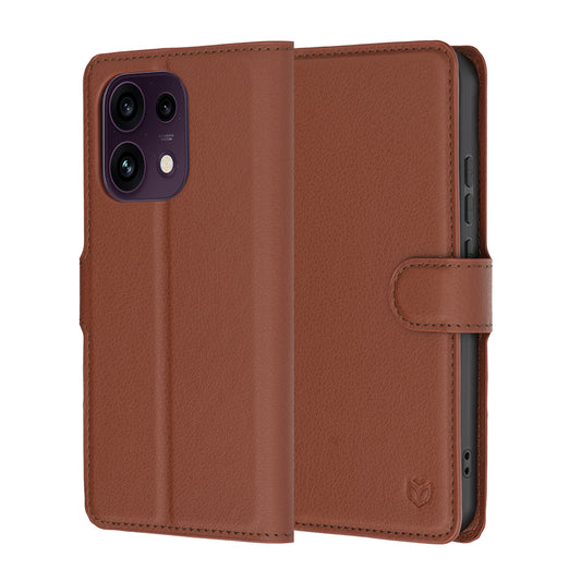 Fodral för Oppo Reno16 F / Reno16 FS, Techsuit, Läderfolio, Brun