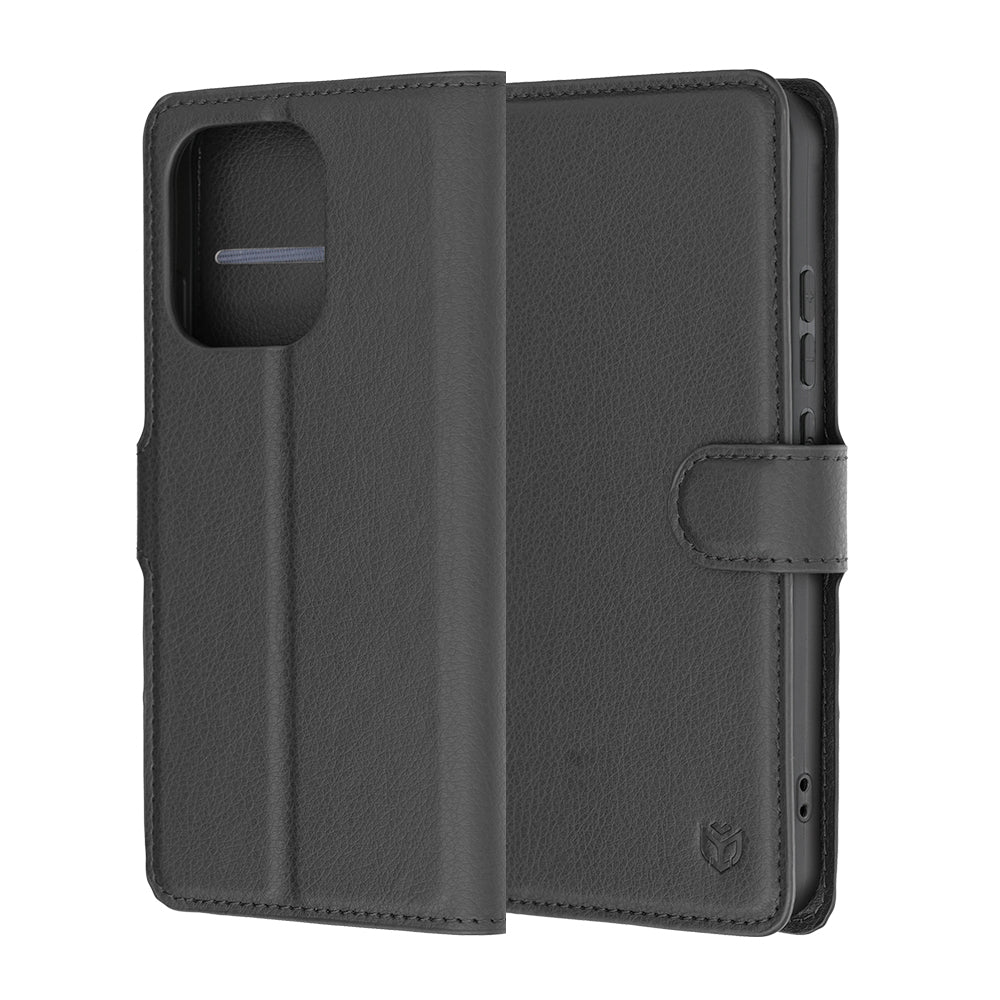 Fodral för Oppo Reno16 F / Reno16 FS, Techsuit, Leather Folio, Svart