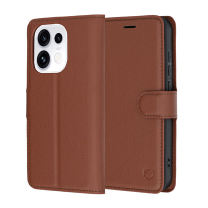 Fodral för Oppo Reno16 Pro, Techsuit, Leather Folio, Brun