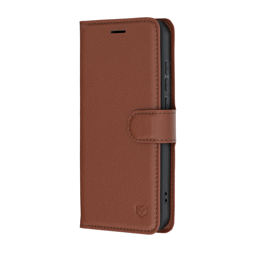 Fodral för Oppo Reno16 Pro, Techsuit, Leather Folio, Brun