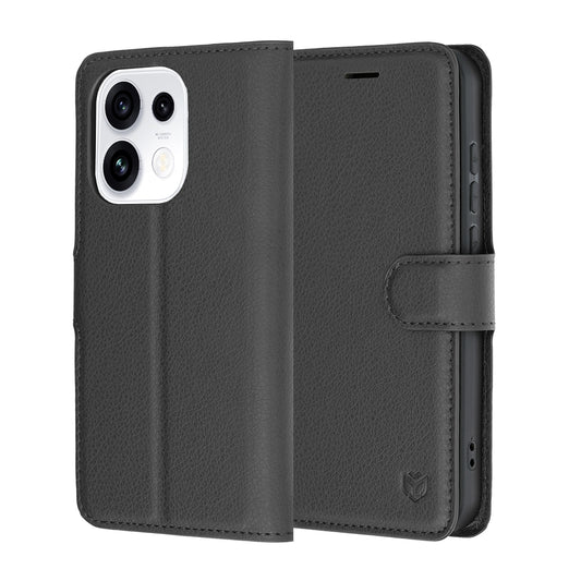 Fodral för Oppo Reno16 Pro, Techsuit, Leather Folio, Svart