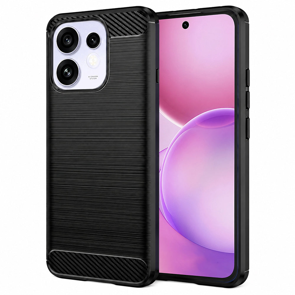 Fodral för Oppo Reno16 / Reno16 Pro, Techsuit, Kolfiber, Svart