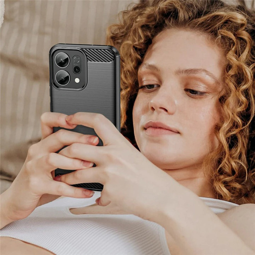 Fodral för Oppo Reno16 / Reno16 Pro, Techsuit, Kolfiber, Svart