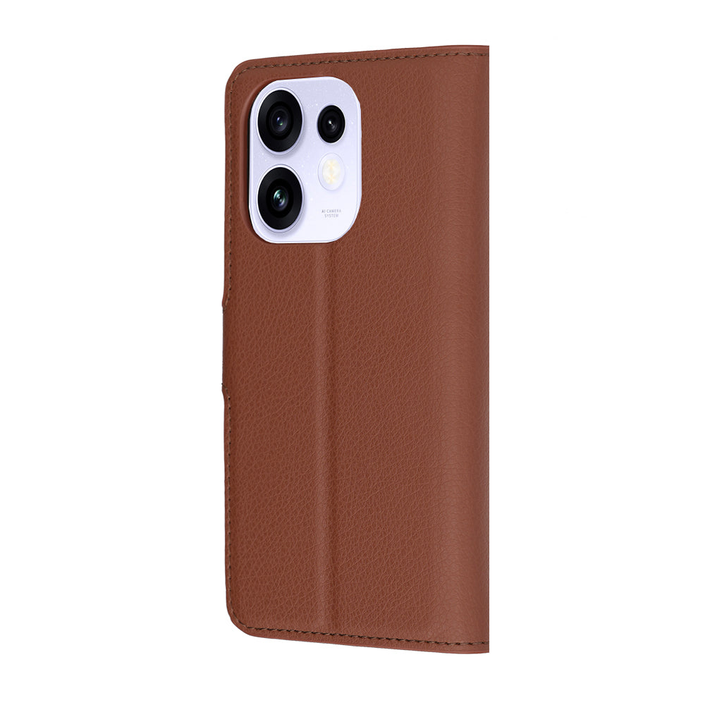 Fodral för Oppo Reno16 / Reno16 Pro, Techsuit, Läderfolio, Brun
