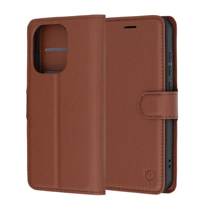 Fodral för Oppo Reno16 / Reno16 Pro, Techsuit, Läderfolio, Brun