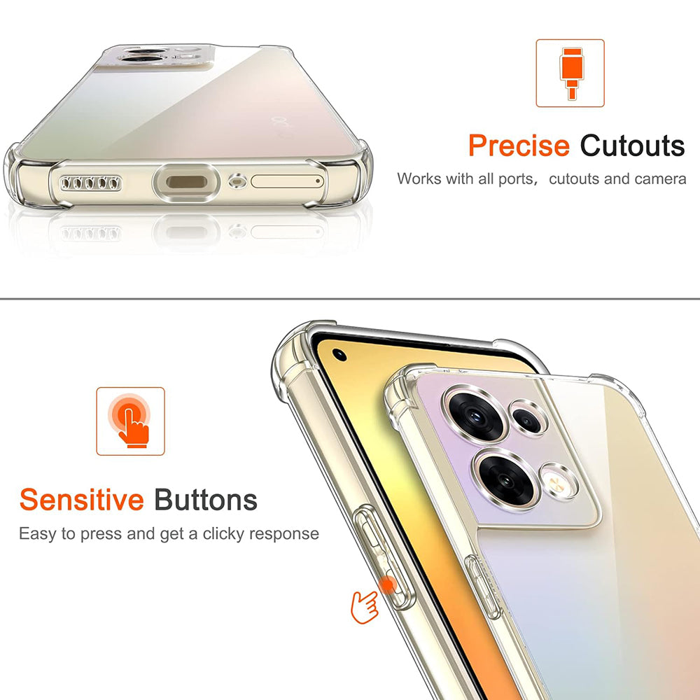 Fodral för Oppo Reno8, Techsuit, Stötsäker Klar, Transparent