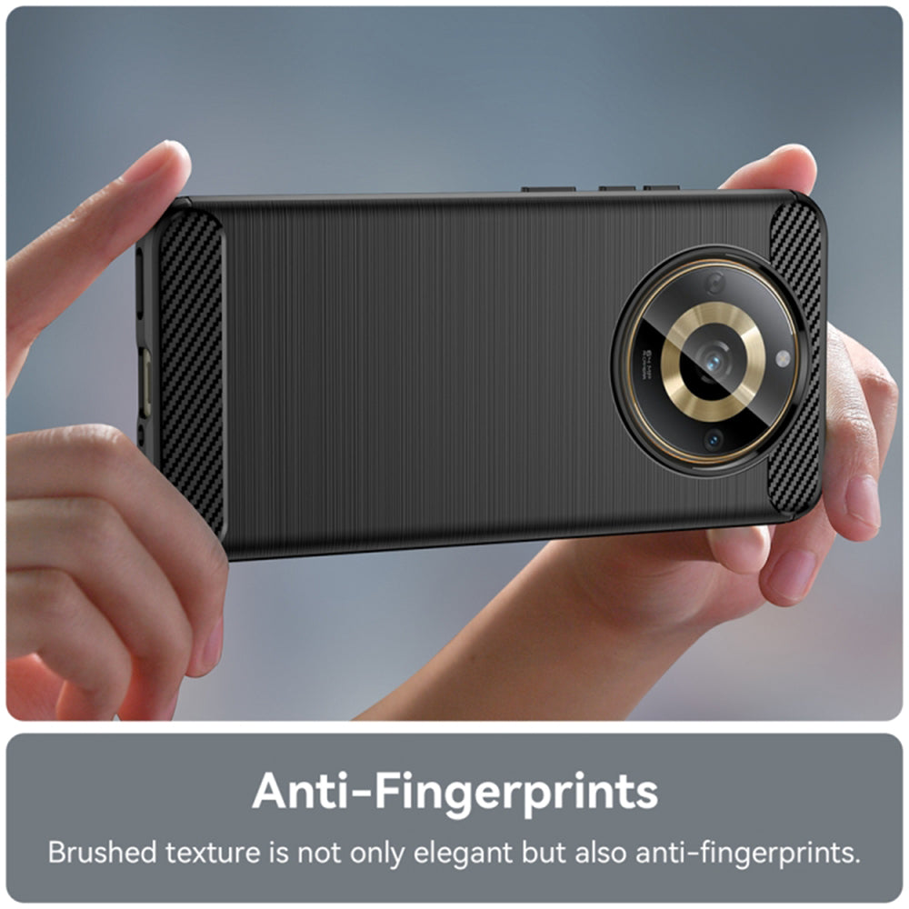 Fodral för Realme 11 4G, Techsuit, Kolfiber, Svart