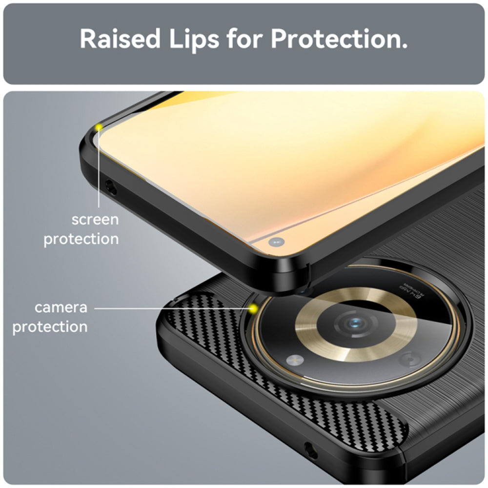 Fodral för Realme 11 4G, Techsuit, Kolfiber, Svart