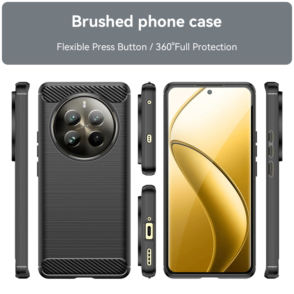 Mobilskal för Realme 12 Pro / 12 Pro+, Techsuit, Kolfiber, Svart