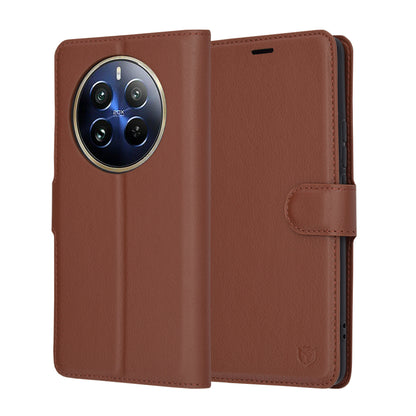 Fodral för Realme 12 Pro / 12 Pro+, Techsuit, Leather Folio, Brun
