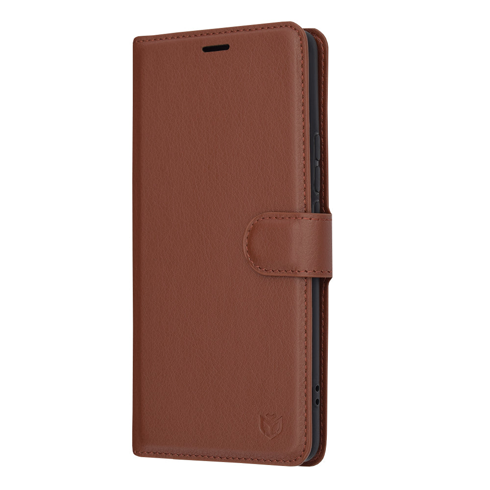 Fodral för Realme 12 Pro / 12 Pro+, Techsuit, Leather Folio, Brun
