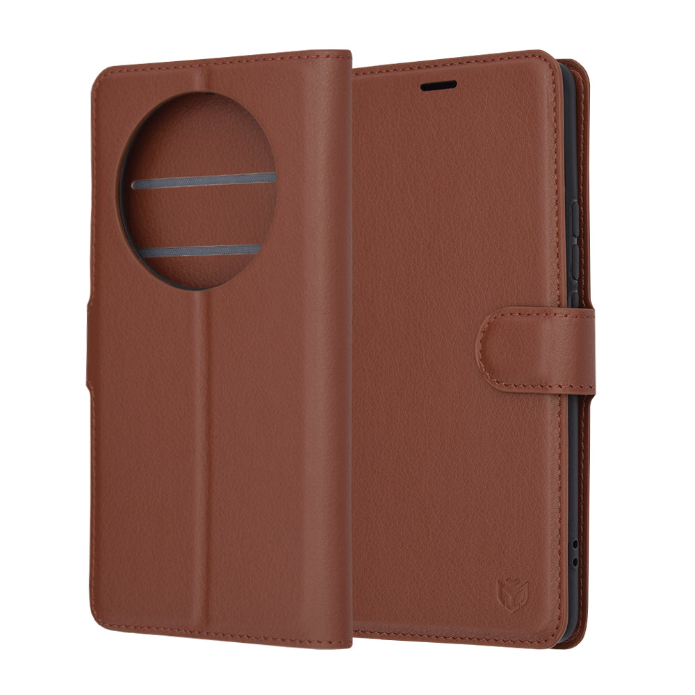 Fodral för Realme 12 Pro / 12 Pro+, Techsuit, Leather Folio, Brun