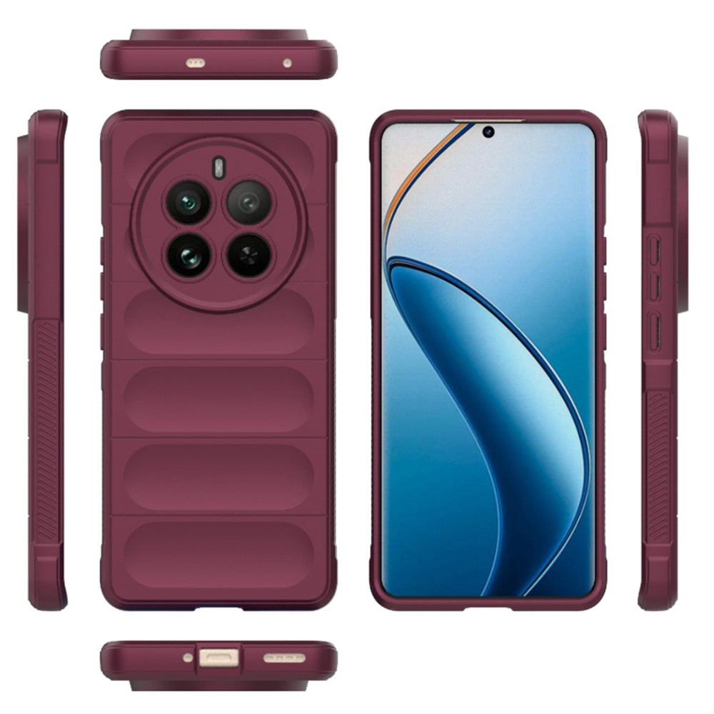 Fodral för Realme 12 Pro / 12 Pro+, Techsuit, Magic Shield, Vinröd