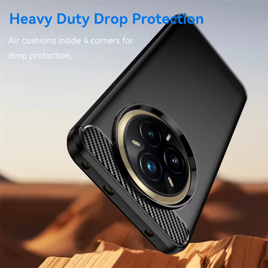 Fodral för Realme 14 Pro+, Techsuit, Kolfiber, Svart