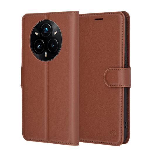 Fodral för Realme 14 Pro+, Techsuit, Leather Folio, Brun