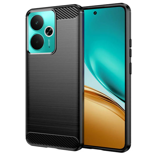 Fodral för Realme 14T / 14, Techsuit, Kolfiber, Svart