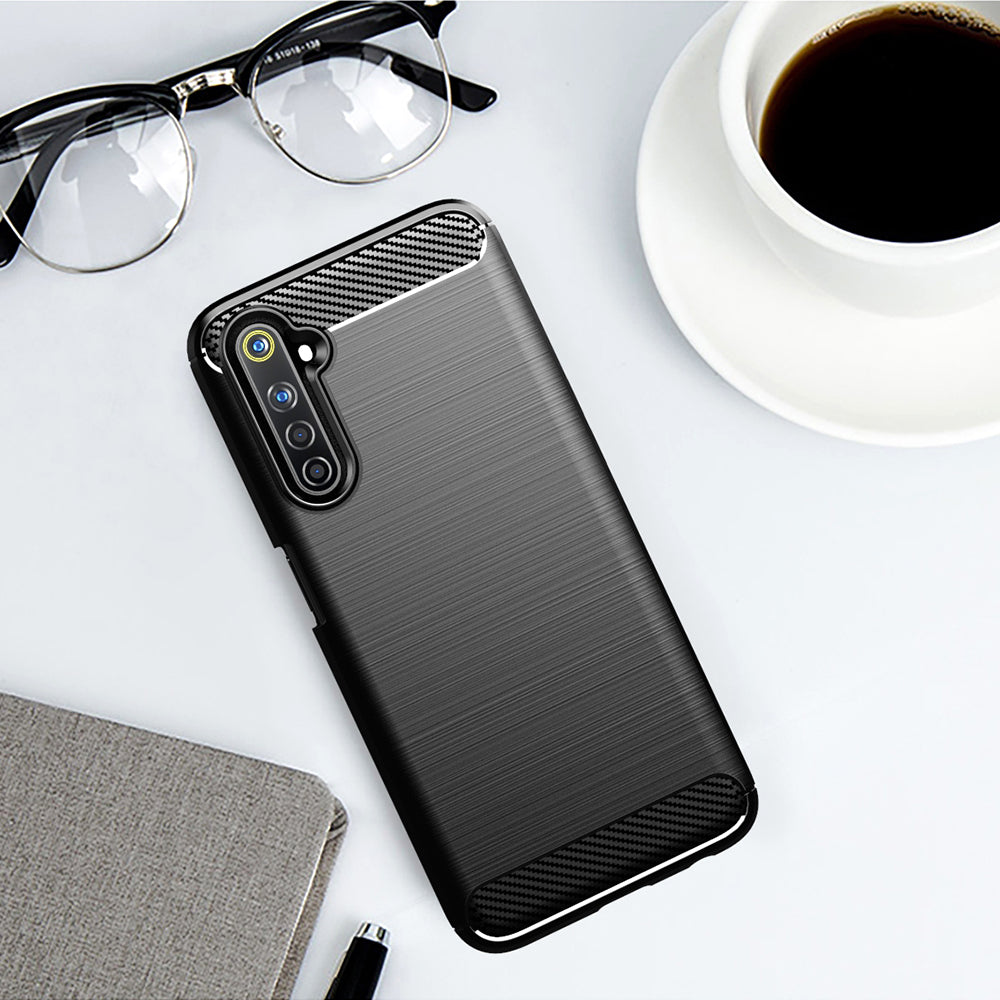 Skyddsfodral för Realme 6 Pro, Techsuit, Kolfiber, Svart