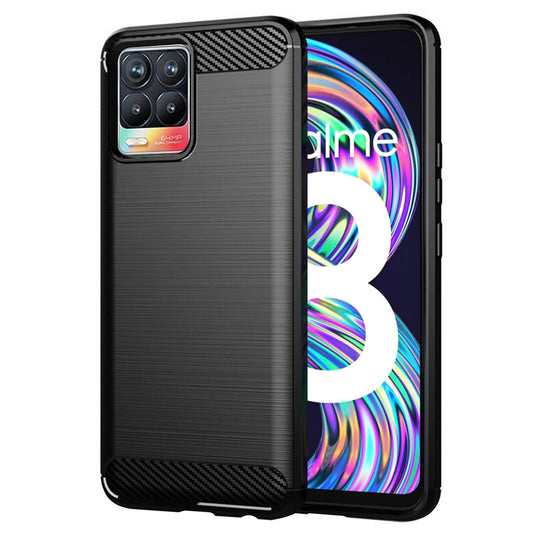 Fodral för Realme 8 Pro / 8, Techsuit, Kolfiber, Svart