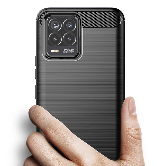Fodral för Realme 8 Pro / 8, Techsuit, Kolfiber, Svart