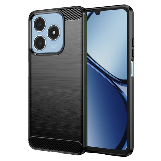 Fodral för Realme C63 / C61, Techsuit, Kolfiber, Svart