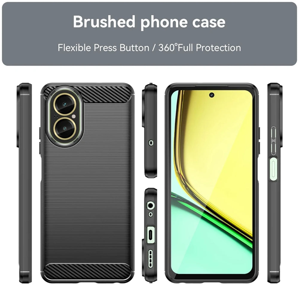 Fodral för Realme C67 4G, Techsuit, Kolfiber, Svart