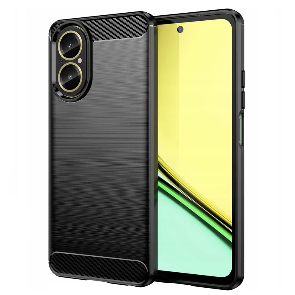 Fodral för Realme C67 4G, Techsuit, Kolfiber, Svart