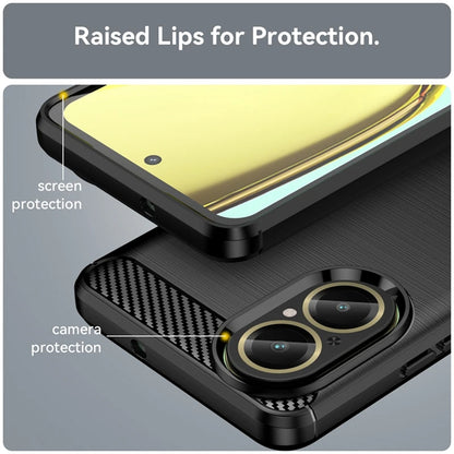 Fodral för Realme C67 4G, Techsuit, Kolfiber, Svart