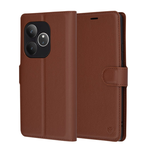 Case for Realme GT 6T / GT 6, Techsuit, Leather Folio, Brown