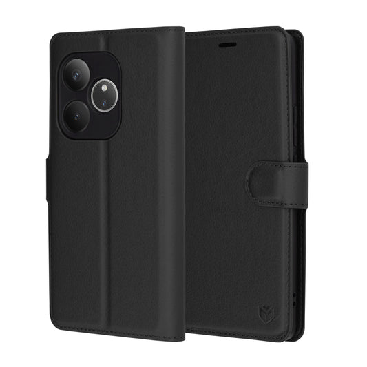 Case for Realme GT 6T / GT 6, Techsuit, Leather Folio, Black