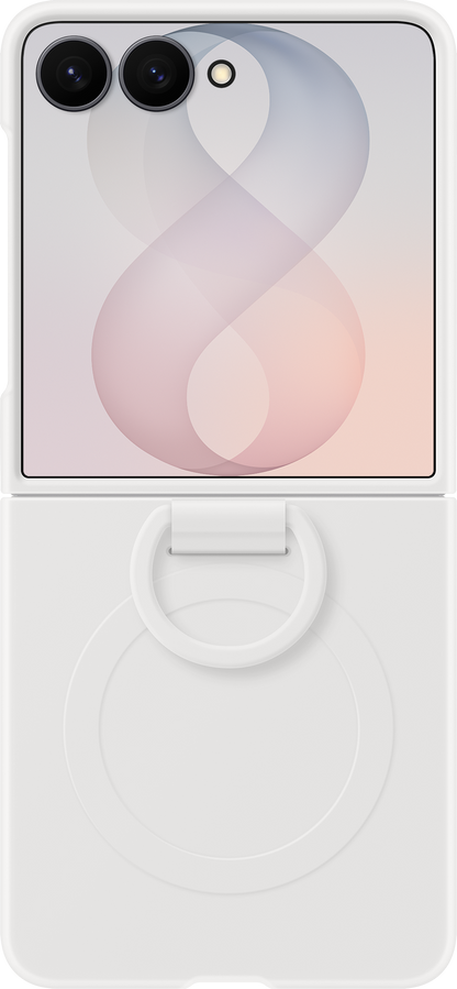 Fodral för Samsung Galaxy Z Flip8 F776, Silicone Ring Magnet, Vit EF-EF776CWEGWW