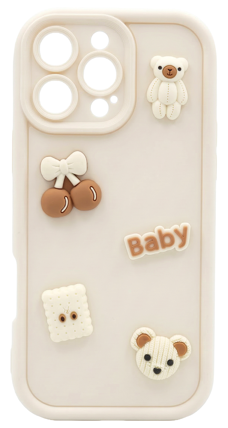 Fodral för Samsung Galaxy S26 Plus S947, OEM, Ultra Trendy 3D Bear, Beige