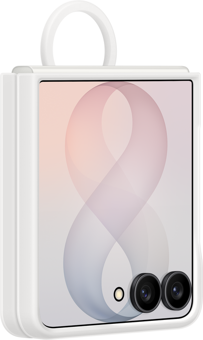 Fodral för Samsung Galaxy Z Flip8 F776, Silicone Ring Magnet, Vit EF-EF776CWEGWW