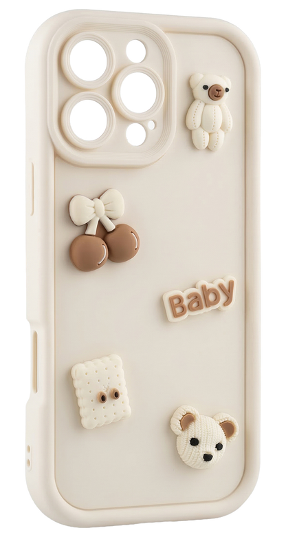 Fodral för Samsung Galaxy S25 Ultra S938, OEM, Ultra Trendy 3D Bear, Beige