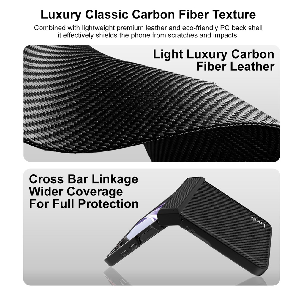 Fodral för Samsung Galaxy Z Flip8 F776, Imak, Kolfiber, Svart