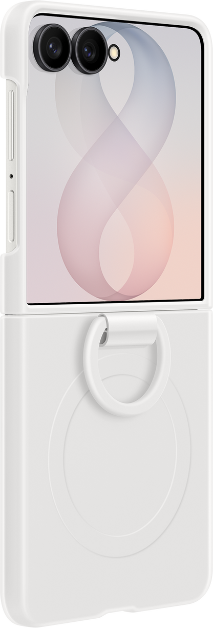 Fodral för Samsung Galaxy Z Flip8 F776, Silicone Ring Magnet, Vit EF-EF776CWEGWW