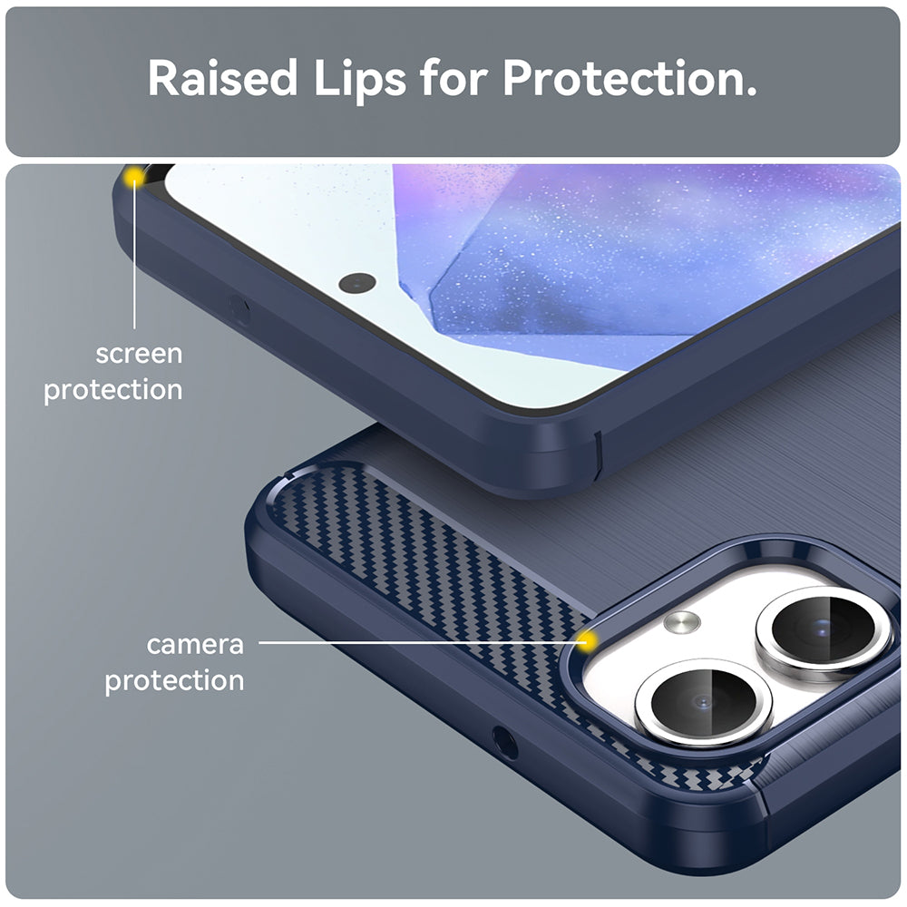 Fodral för Samsung Galaxy A06 A065, Techsuit, Kolfiber, Blå